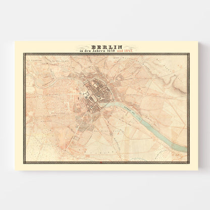 Vintage Map of Berlin, Germany, 1843