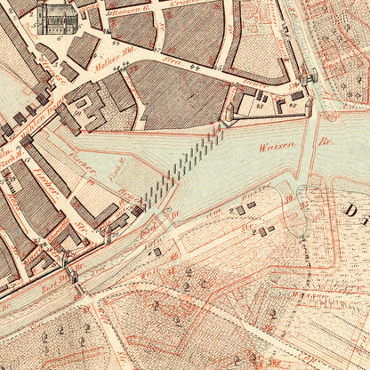 Vintage Map of Berlin, Germany, 1843