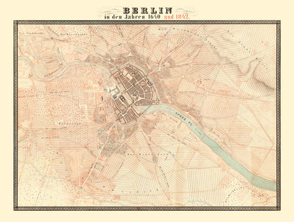 Vintage Map of Berlin, Germany, 1843