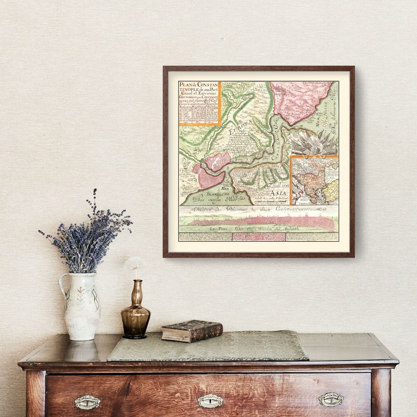Vintage Map of Istanbul, Turkey, 1740