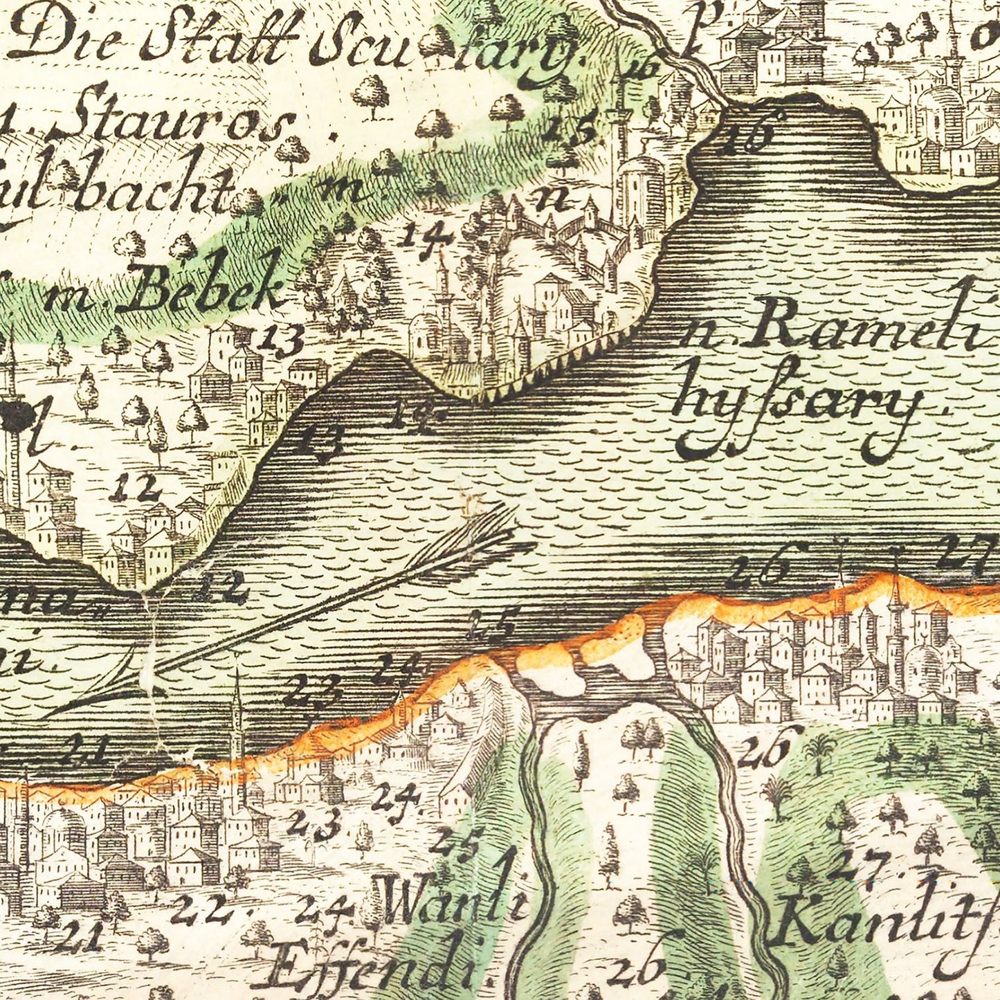 Vintage Map of Istanbul, Turkey, 1740