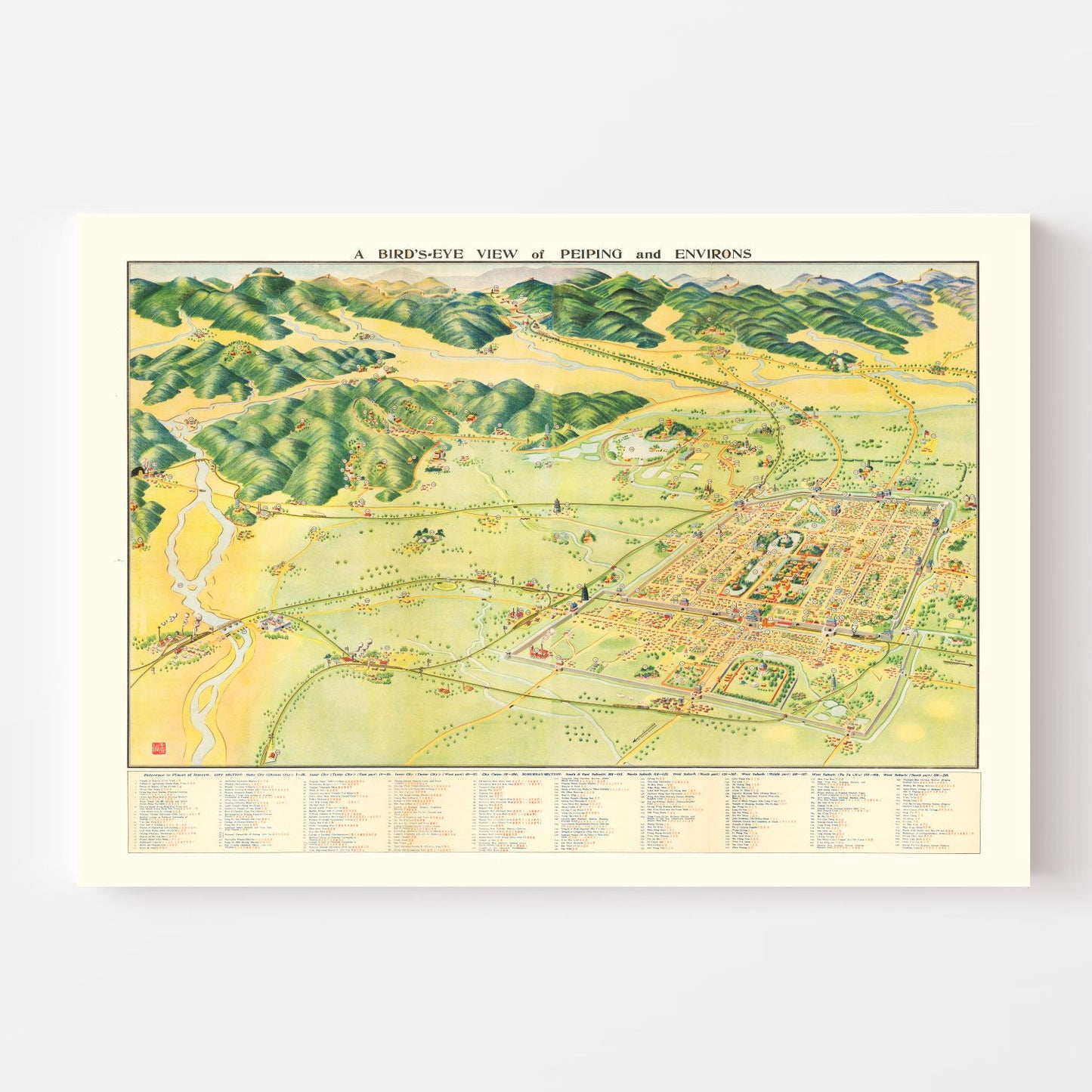 Vintage Map of Beijing, China, 1936
