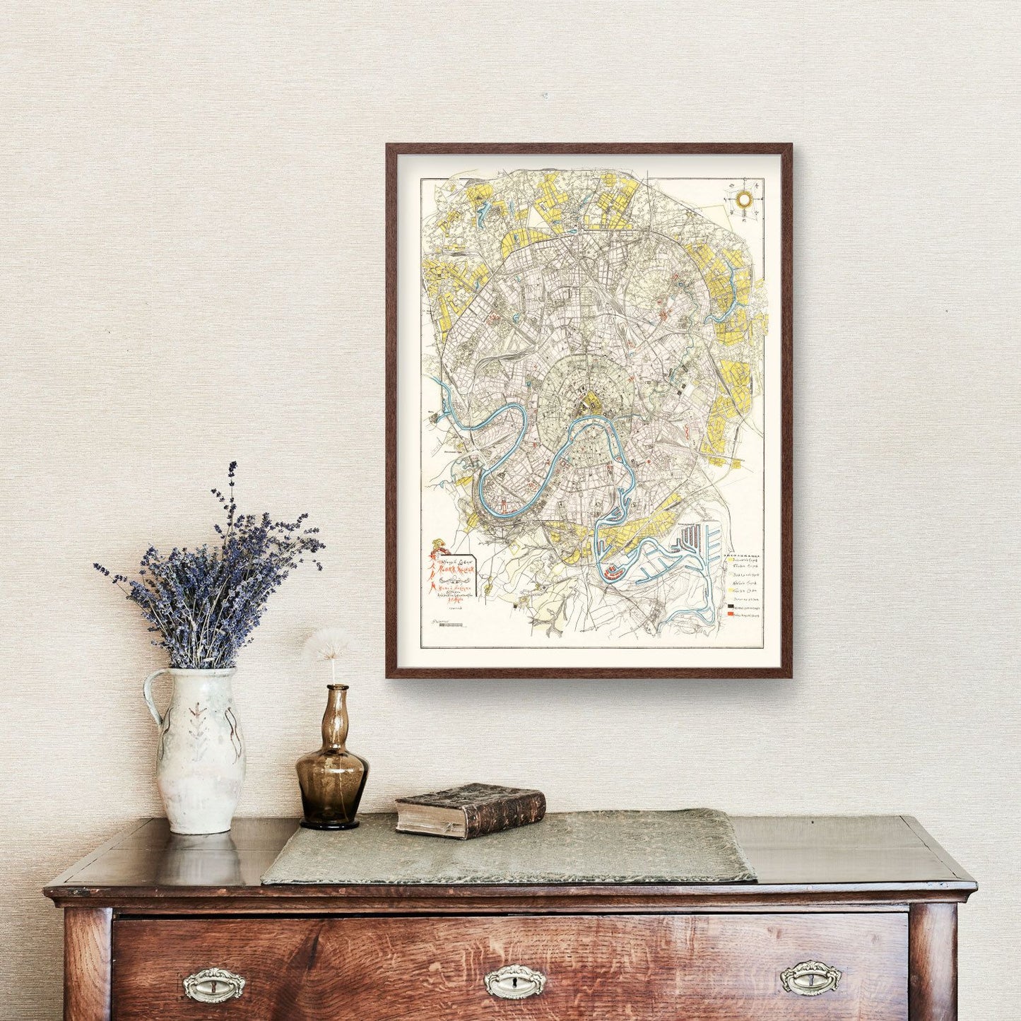 Vintage Map of Moscow, Russia, 1923