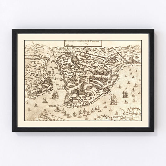 Vintage map of Constantinople, Turkey, 1572