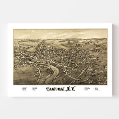Vintage Map of Canton, New York, 1885