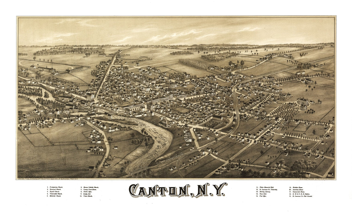 Vintage Map of Canton, New York, 1885