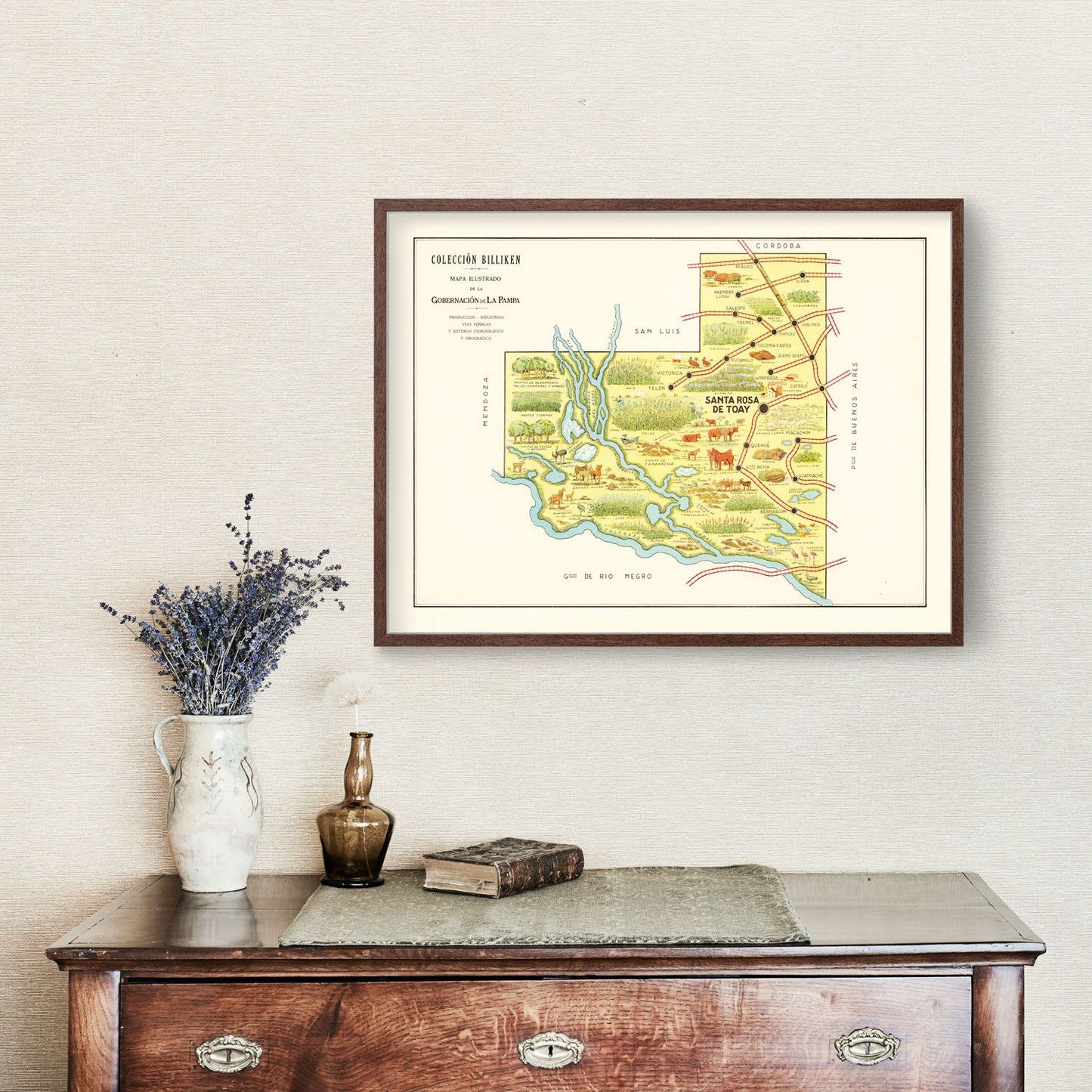 Vintage Map of La Pampa, Argentina, 1933