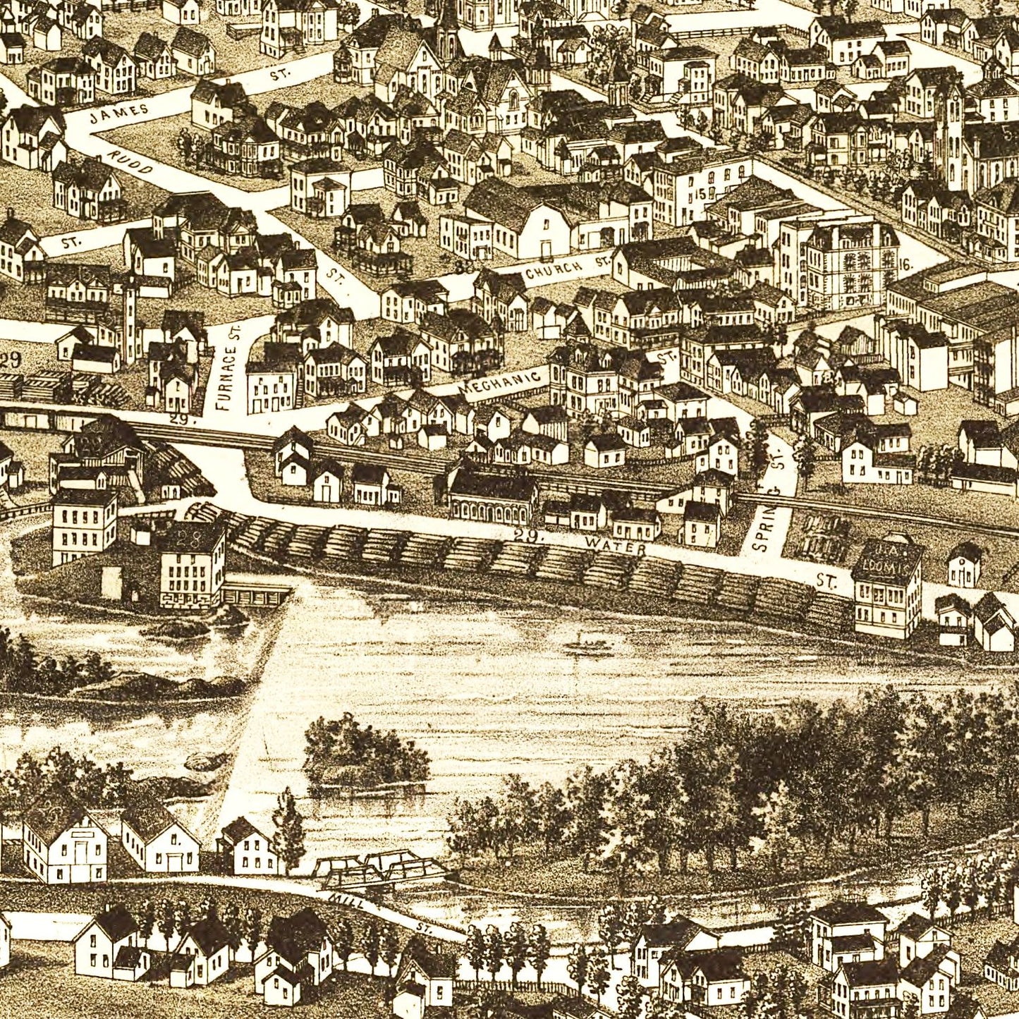 Vintage Map of Carthage, New York, 1888