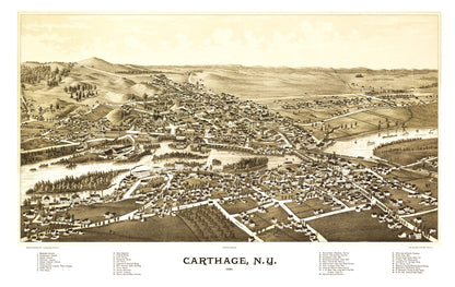 Vintage Map of Carthage, New York, 1888
