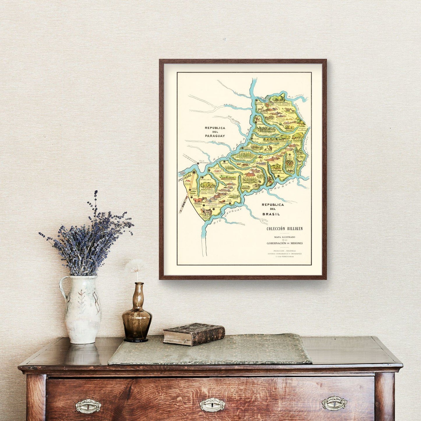 Vintage Map of Misiones, Argentina, 1933