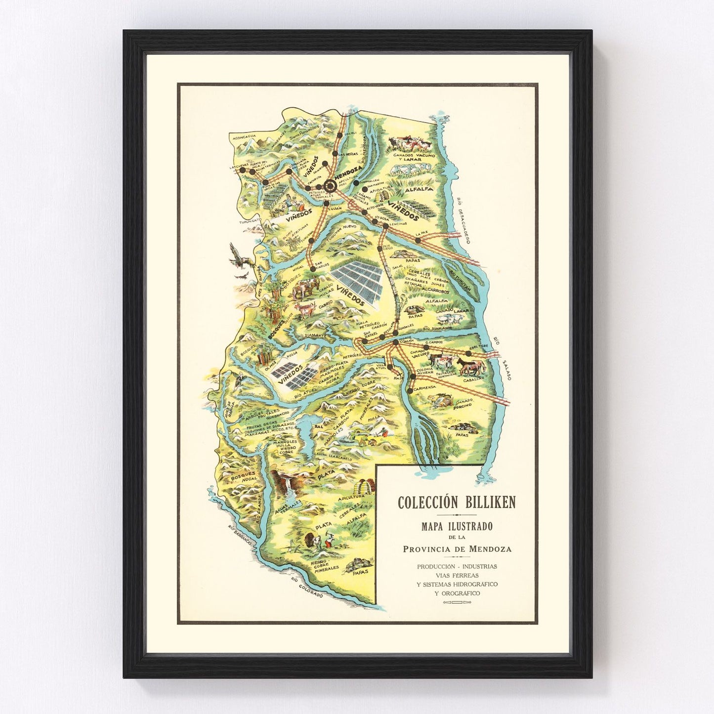 Vintage map of Mendoza, Argentina, 1933