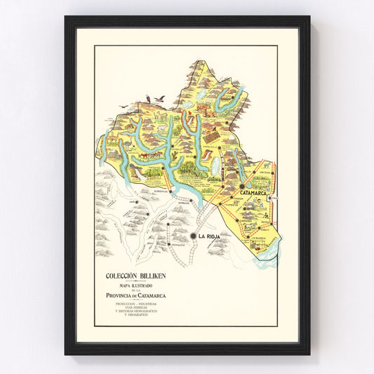 Vintage map of Catamarca, Argentina, 1933, restored vintage wall art print