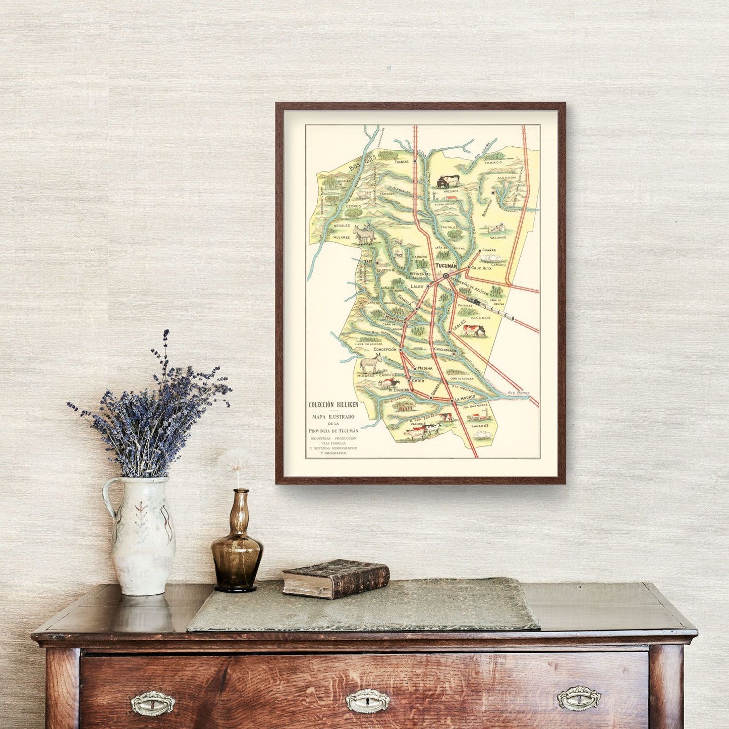 Vintage Map of Tucuman, Argentina, 1933