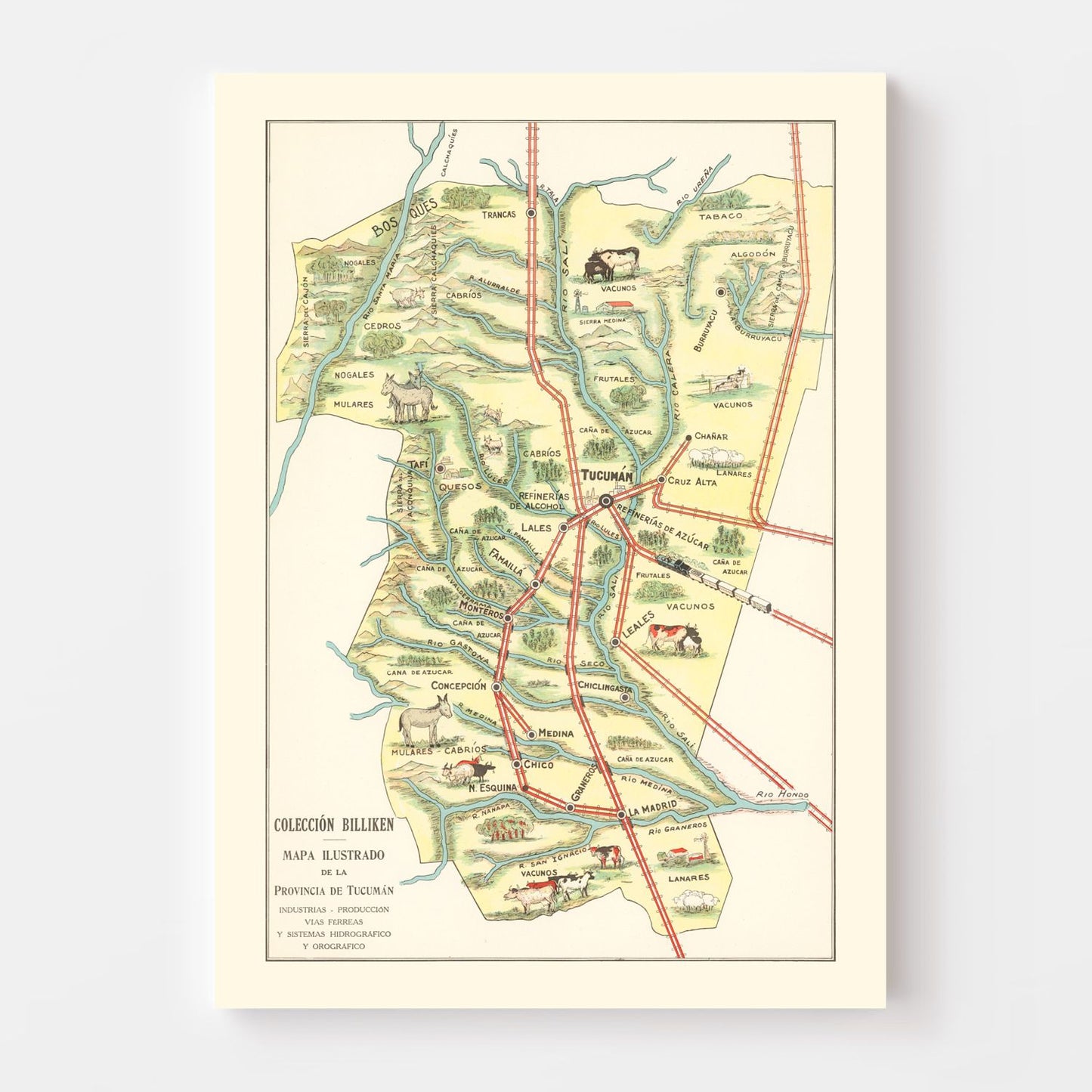 Vintage Map of Tucuman, Argentina, 1933