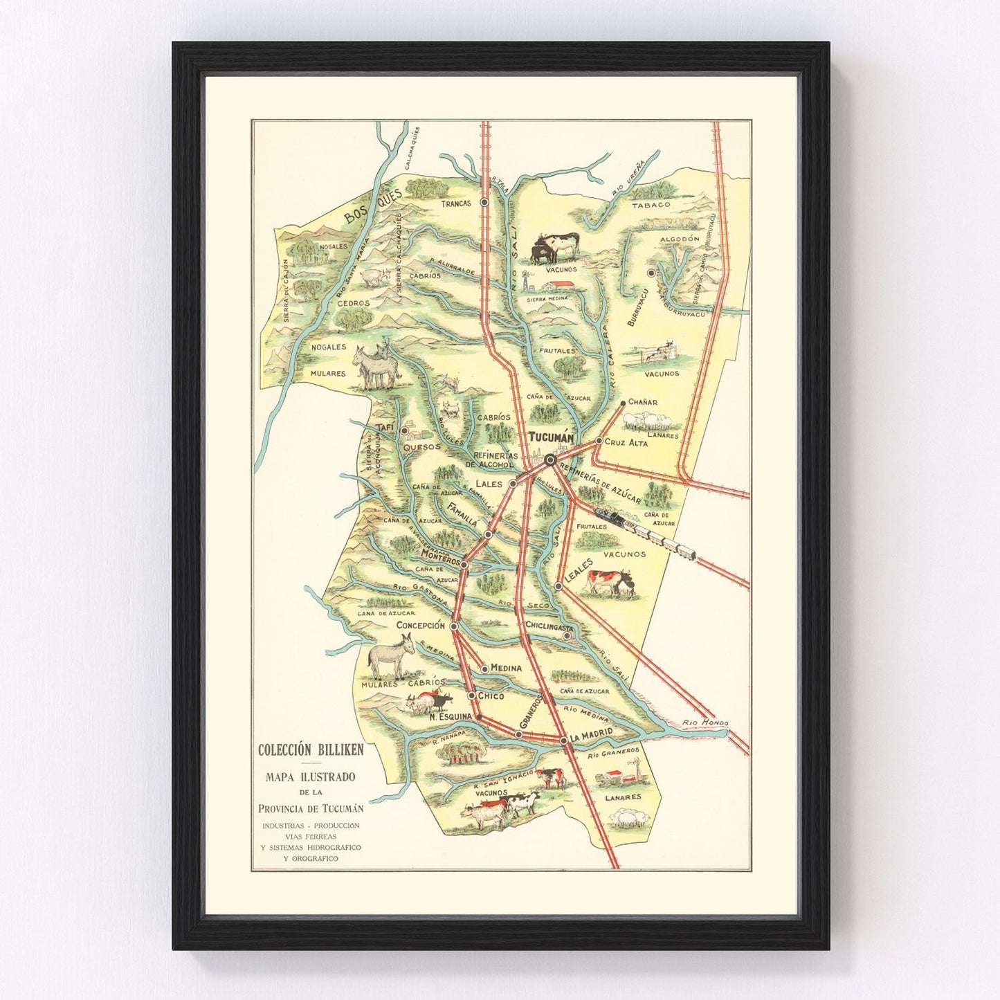 Vintage map of Tucuman, Argentina, 1933