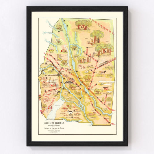 Vintage map of Santiago del Estero, Argentina, 1933