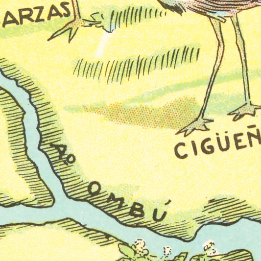 Vintage Map of Corrientes, Argentina 1933