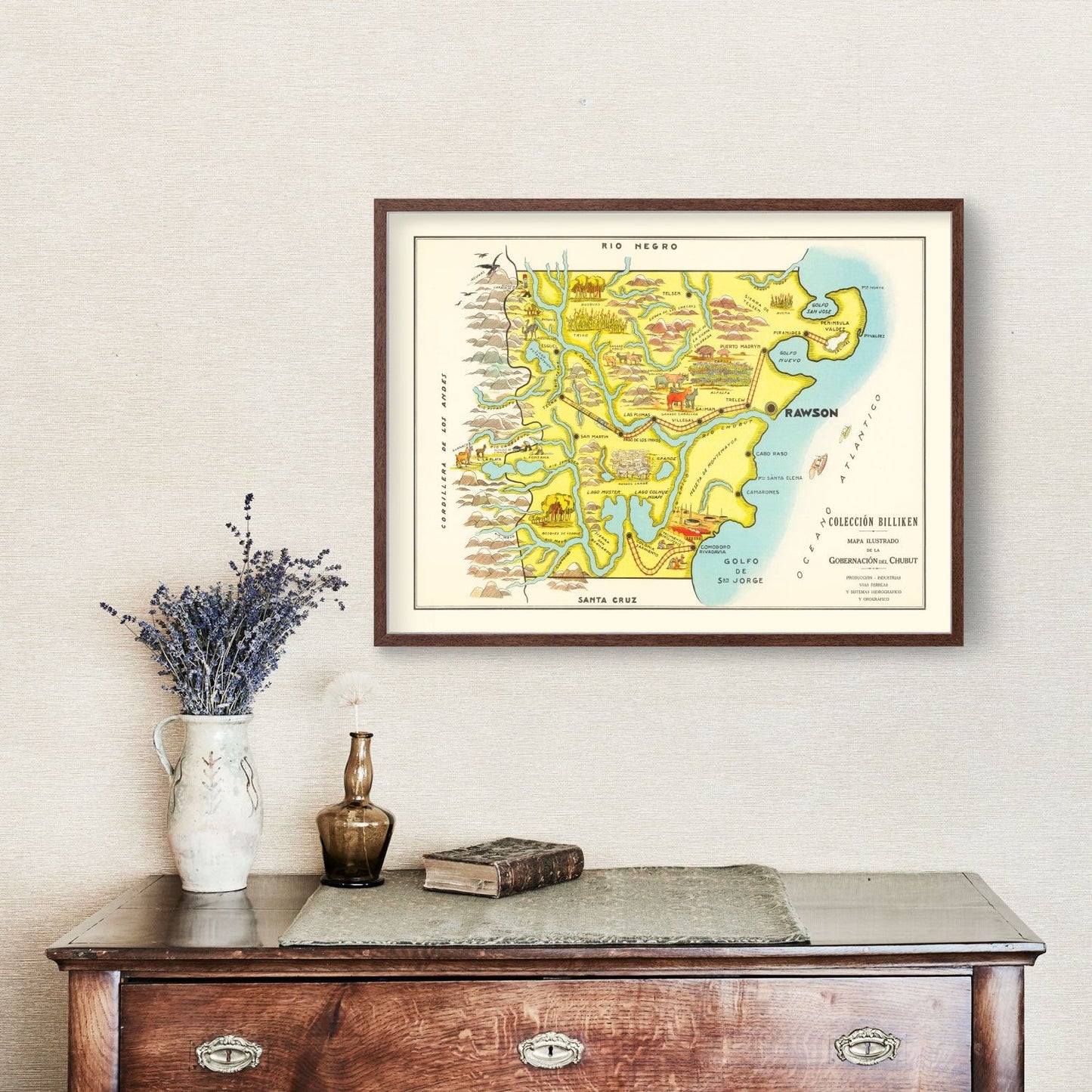 Vintage Map of Chubut, Argentina, 1933