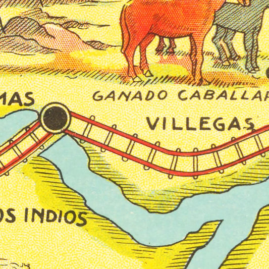 Vintage Map of Chubut, Argentina, 1933