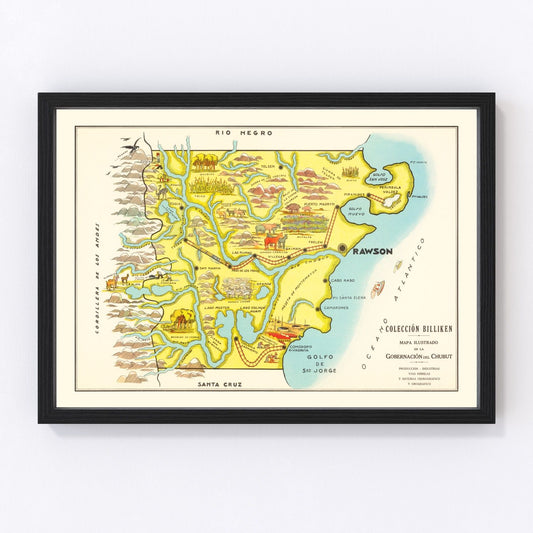 Vintage map of Chubut Province, Argentina, 1933