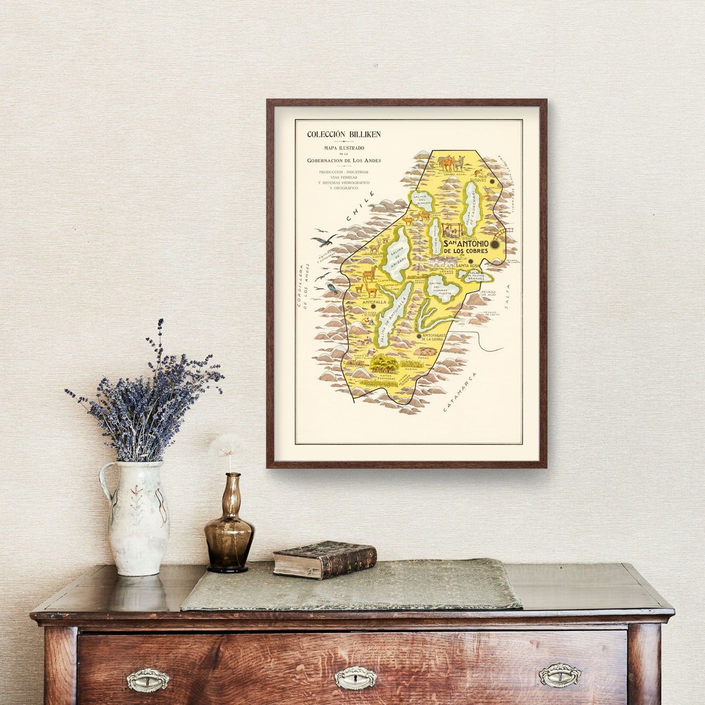 Vintage Map of the Andes Mountains, 1933