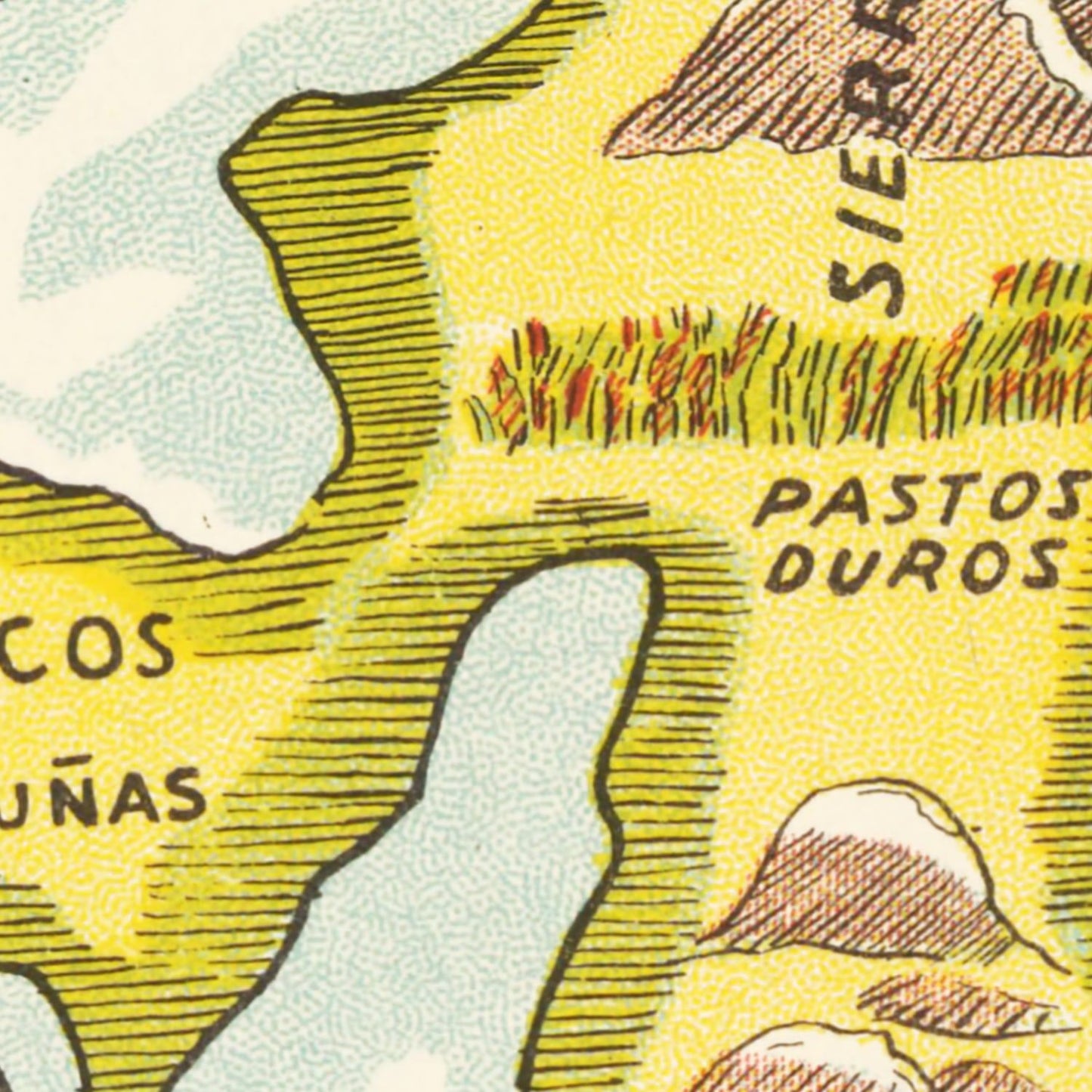 Vintage Map of the Andes Mountains, 1933