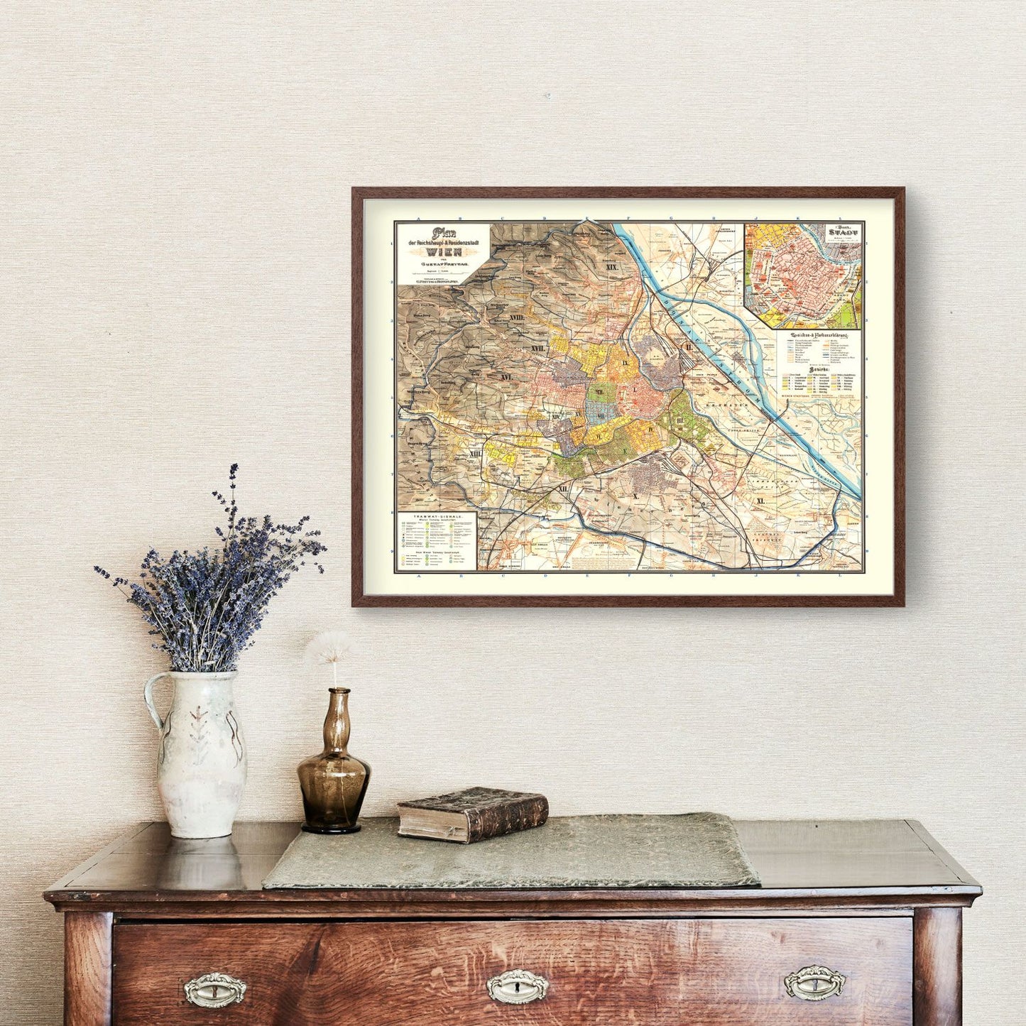 Vintage Map of Vienna, Austria, 1895
