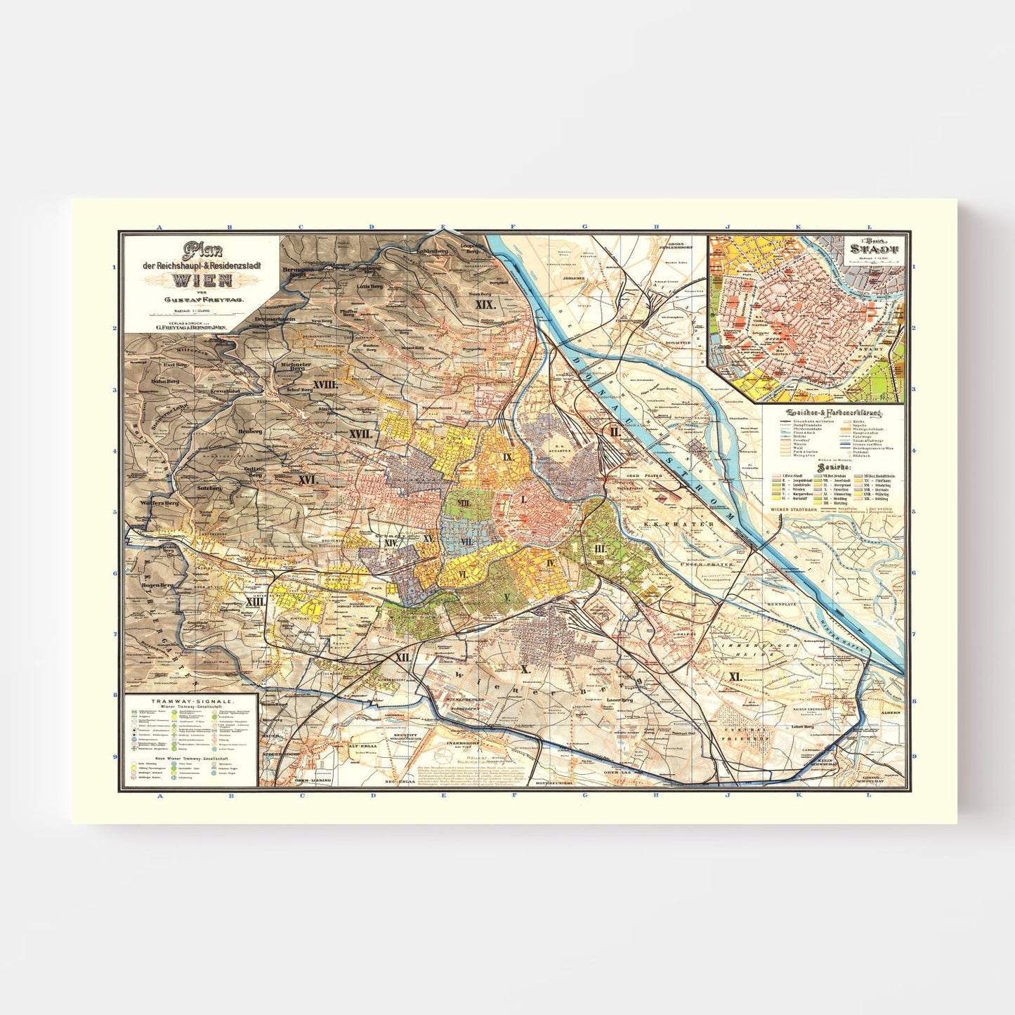 Vintage Map of Vienna, Austria, 1895