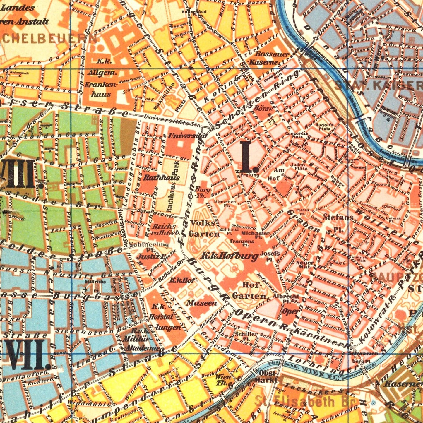 Vintage Map of Vienna, Austria, 1895