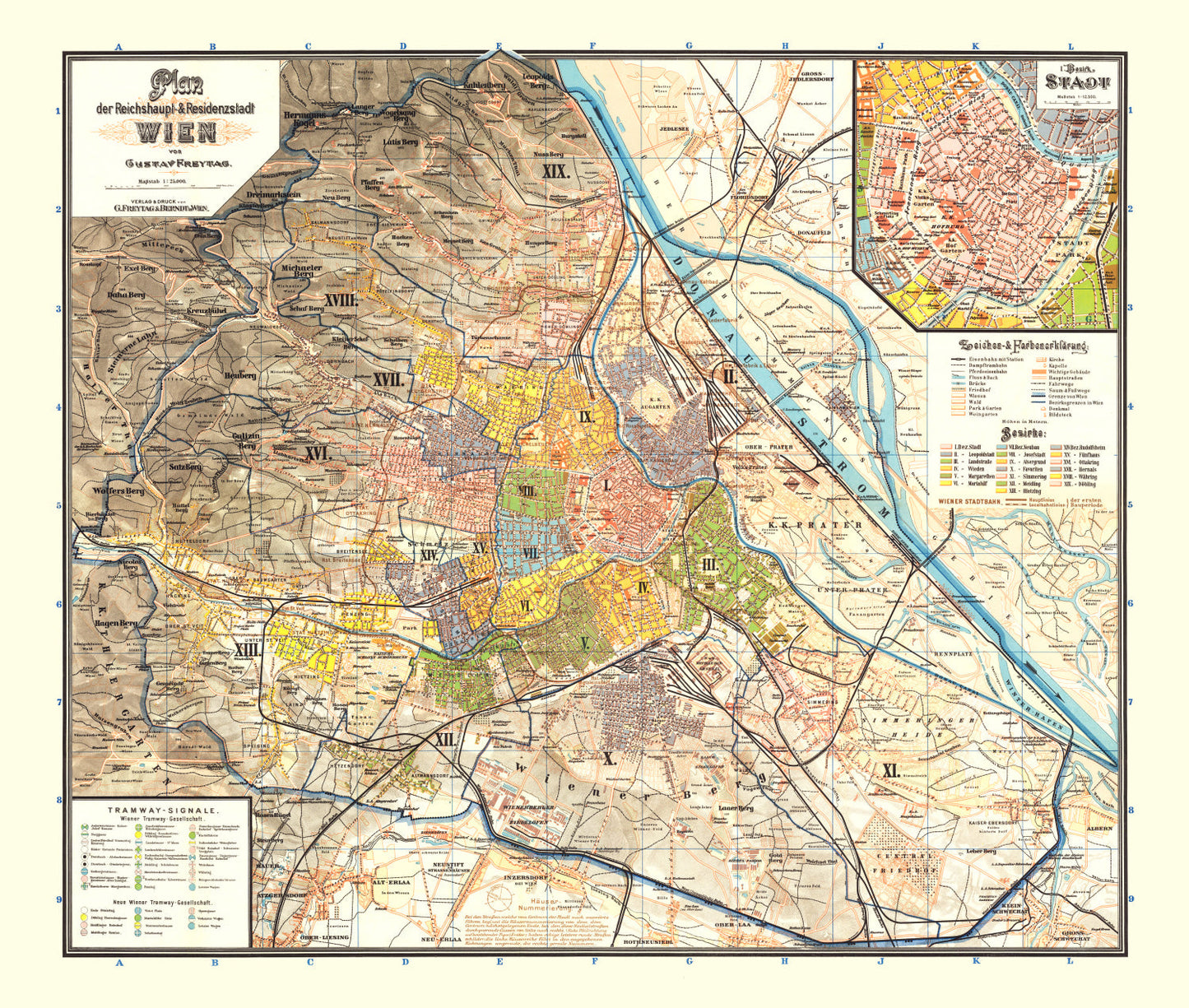 Vintage Map of Vienna, Austria, 1895