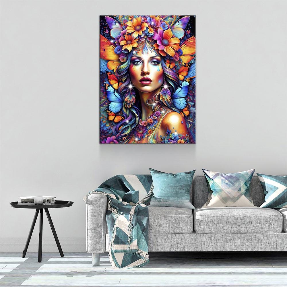 Hippie Girl Canvas Wall Art