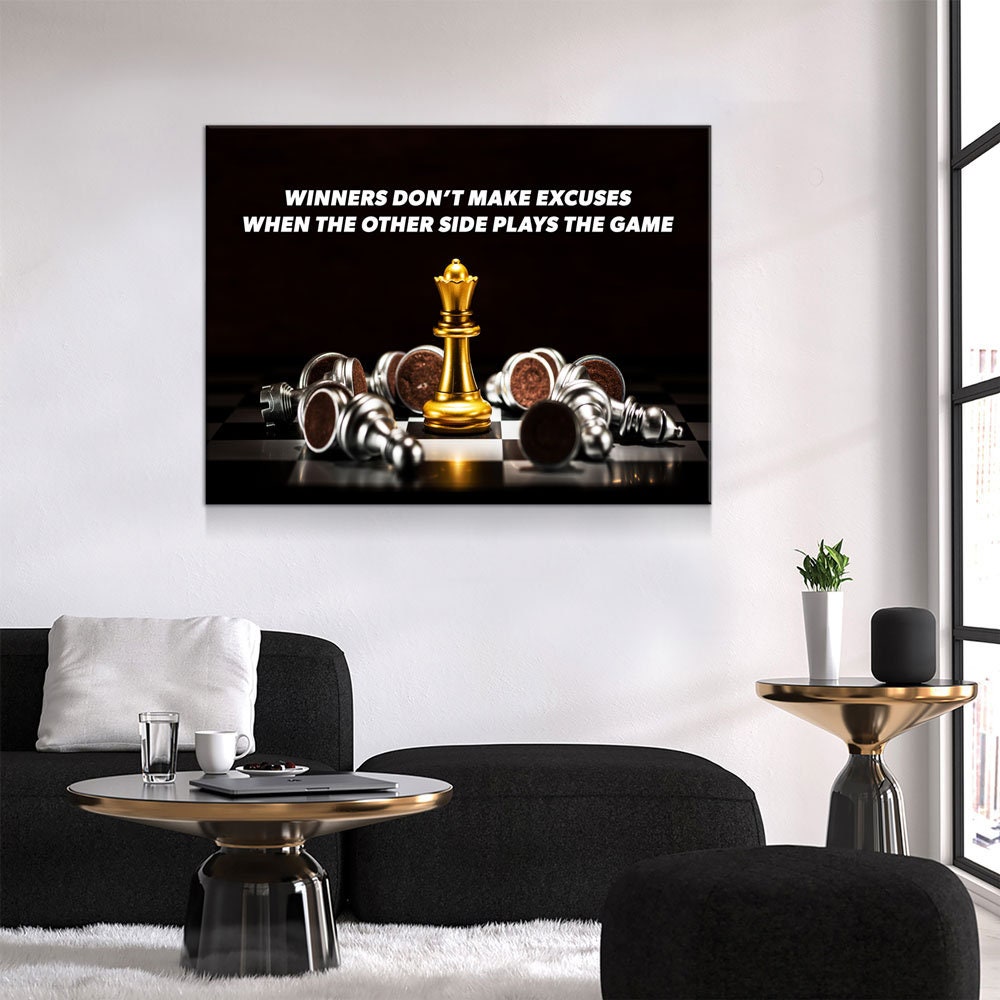 Winners Don't Make Excuses Motivational Canvas