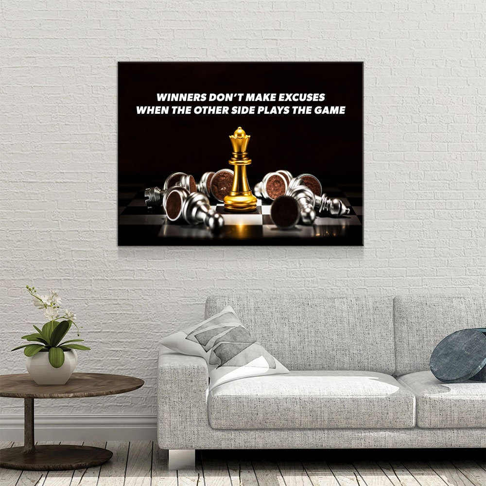 Winners Don't Make Excuses Motivational Canvas