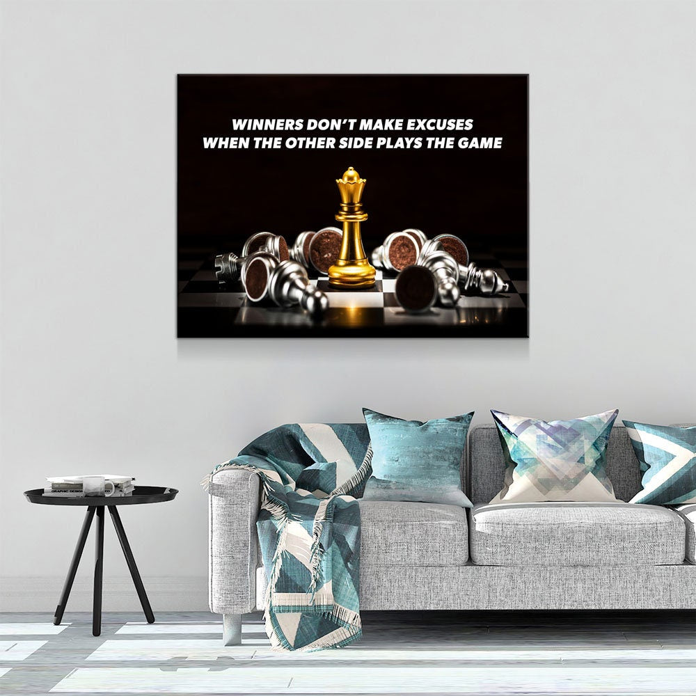 Winners Don't Make Excuses Motivational Canvas