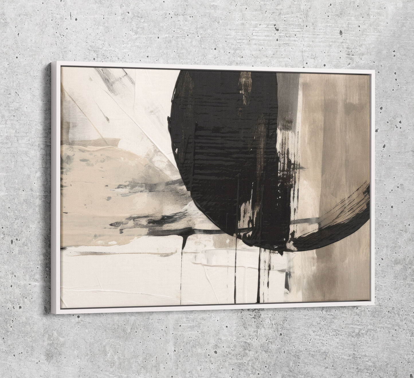Japandi style monochromatic canvas wall art for minimalist decor