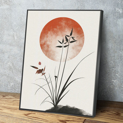Japandi minimalist earthy canvas wall art for bedroom