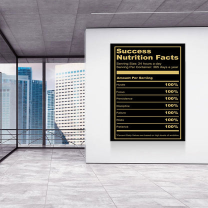 Success Nutrition Facts Motivational Canvas Wall Art