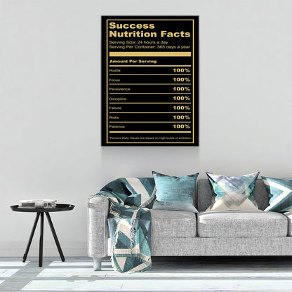 Success Nutrition Facts Motivational Canvas Wall Art