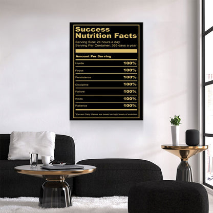 Success Nutrition Facts Motivational Canvas Wall Art