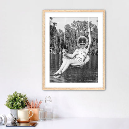 Disco Ball Headed Woman Framed Fine Art Print