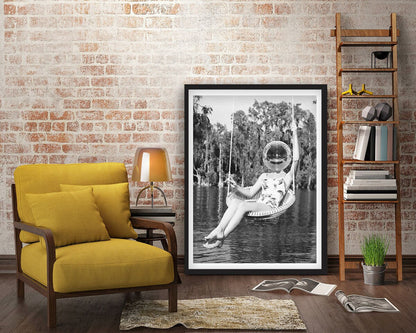 Disco Ball Headed Woman Framed Fine Art Print