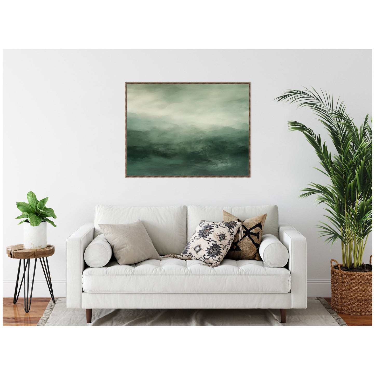 Sage and Emerald Abstract Forest Canvas Wall Art