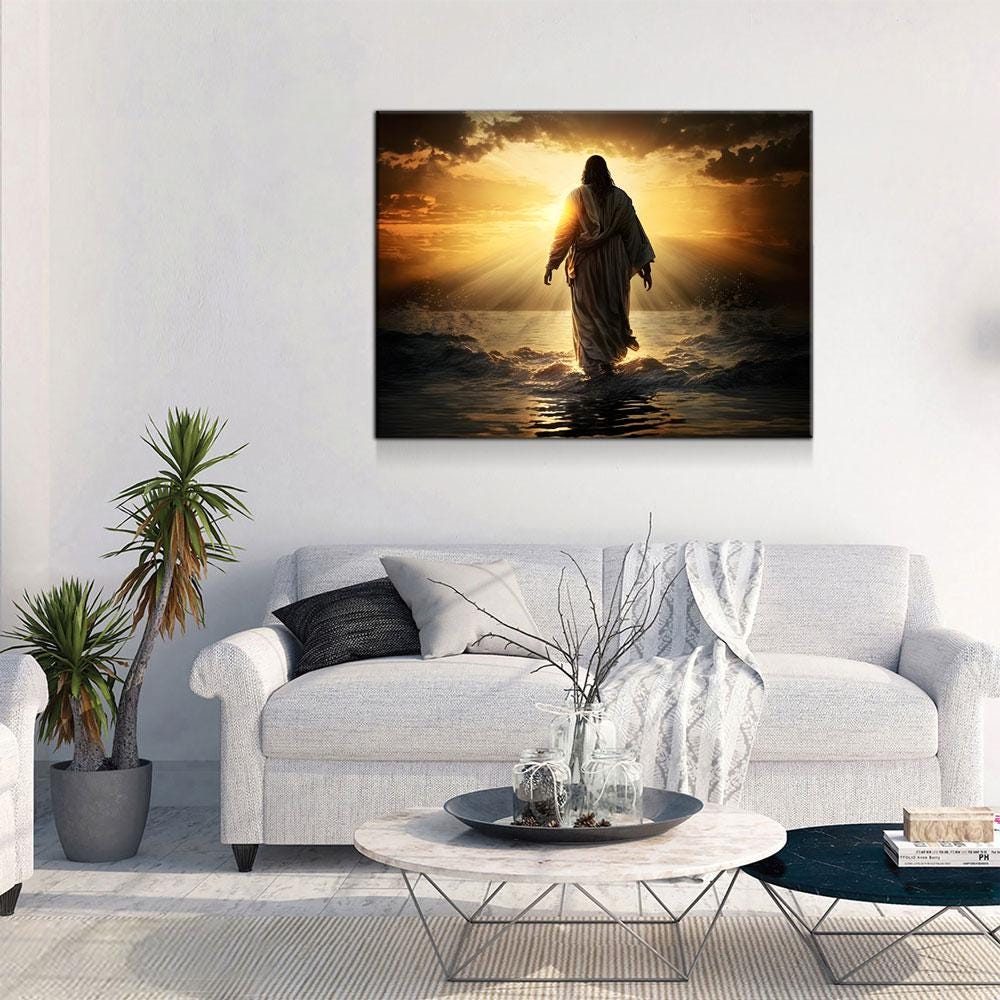 Jesus Walking On Water Christian Canvas Wall Art