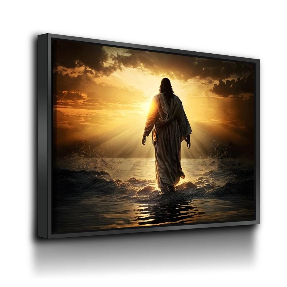 Jesus Walking On Water Christian Canvas Wall Art