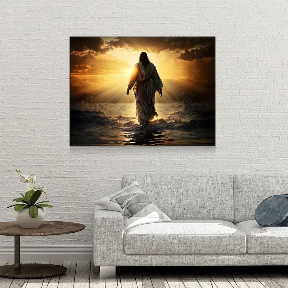 Jesus Walking On Water Christian Canvas Wall Art