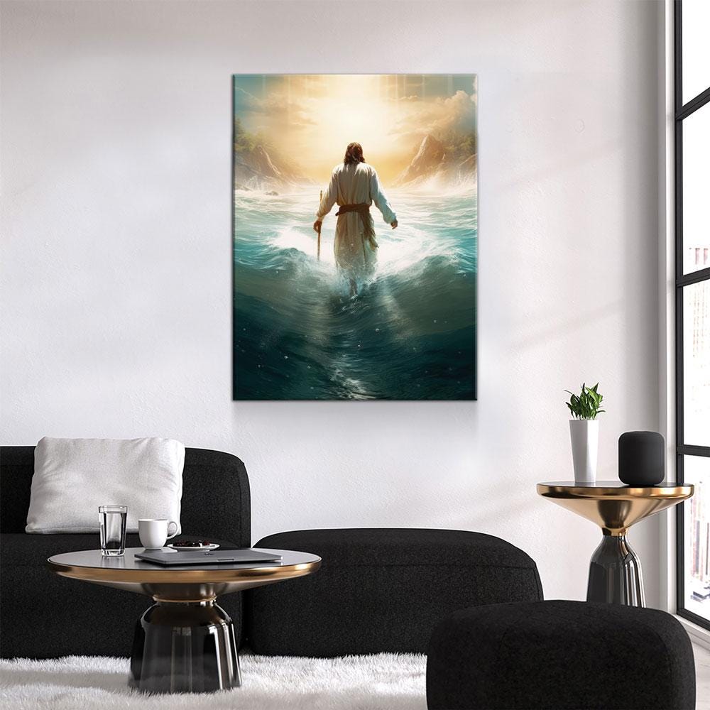 Jesus Walking On Water Canvas Wall Art