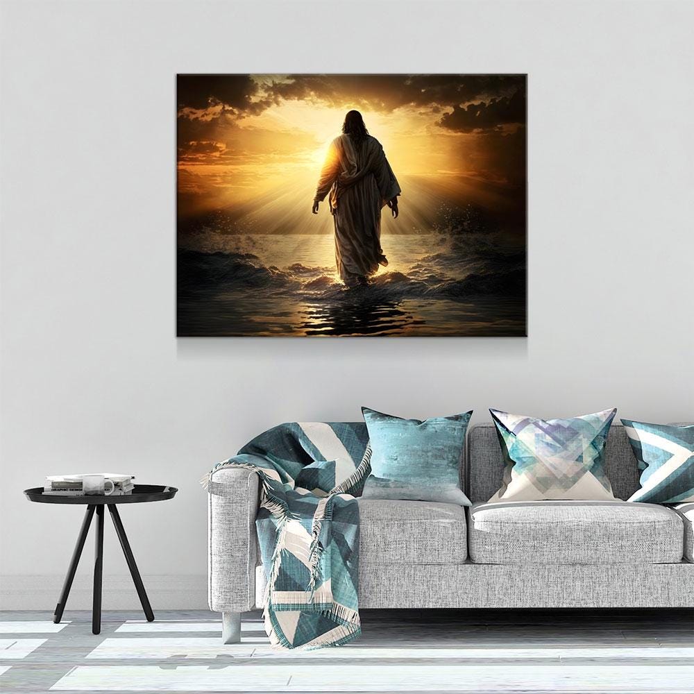 Jesus Walking On Water Christian Canvas Wall Art