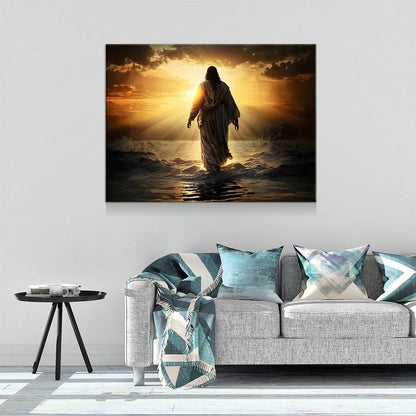 Jesus Walking On Water Christian Canvas Wall Art