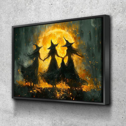 Witches Dancing Around The Fire gothic canvas wall art