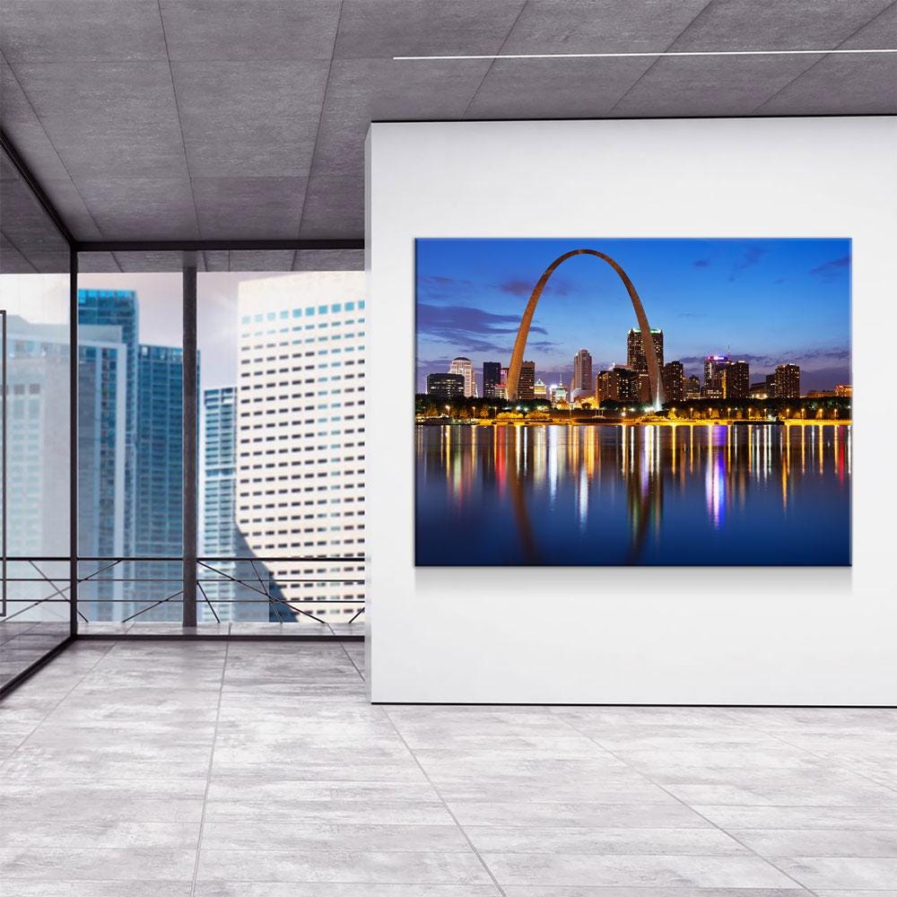 St. Louis Skyline Canvas Wall Art, Gateway Arch Print